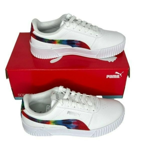 Puma White Carina Tie Dye Big Kids Soft Foam Athletic Shoes Junior Size 4C - Picture 7 of 14